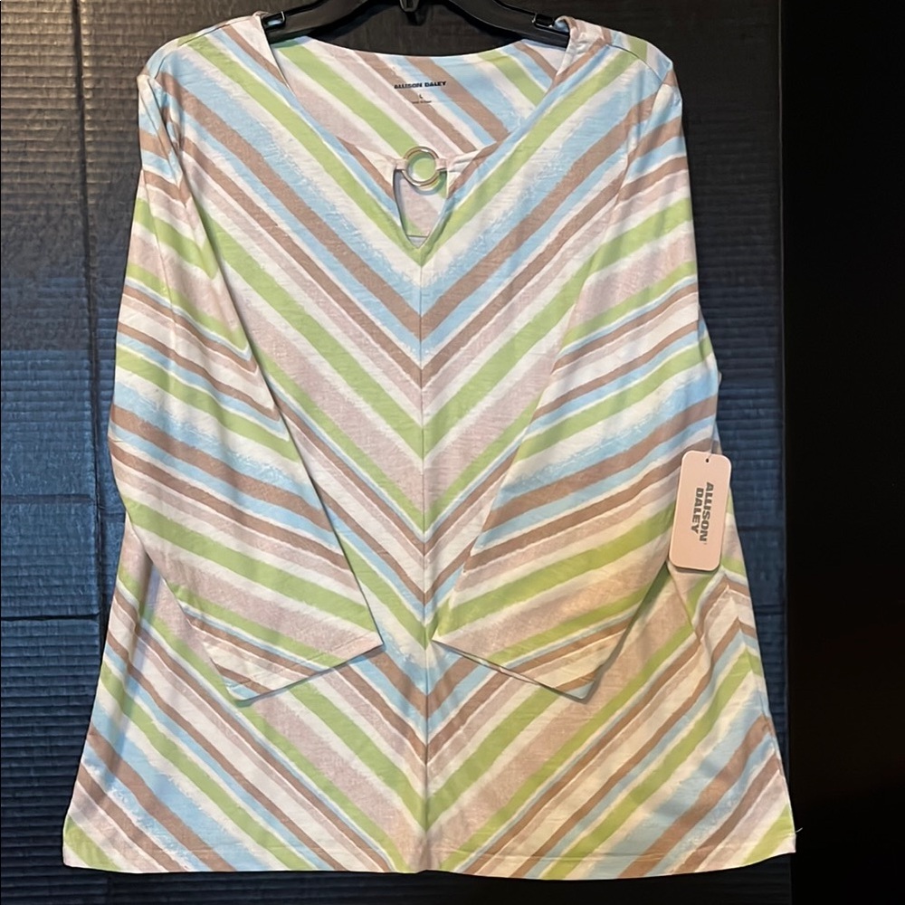 Allison Daley Green and Blue Long Sleeve Tee - Picture 4 of 8